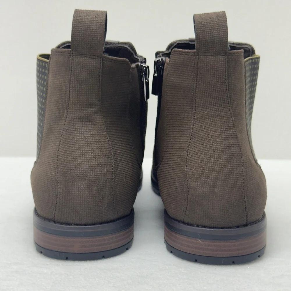 Stacy Adams Oakhurst‎ Chelsea Boots Brown Fabric Side Zipper Mens Size 13M
